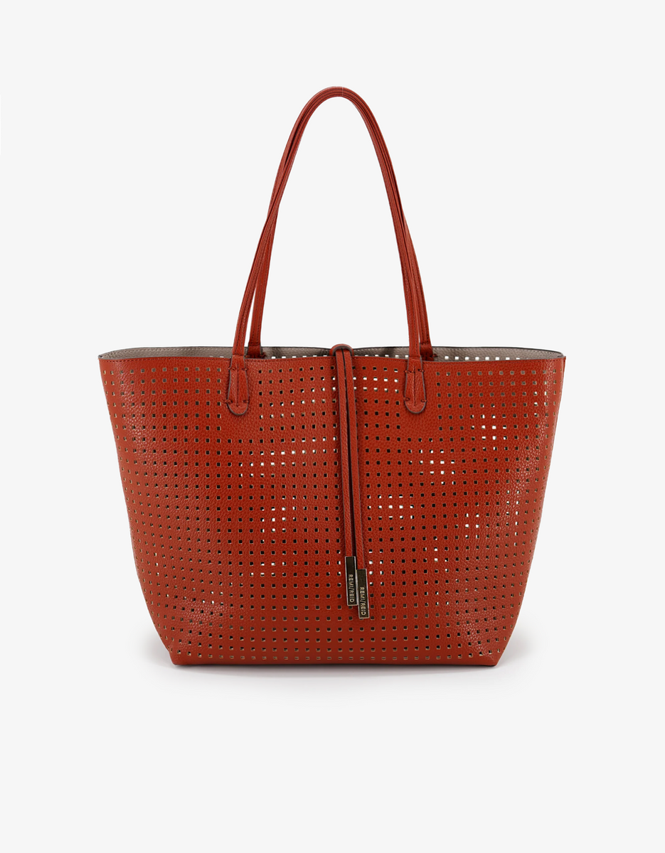 DEPARTURE TOTE PERFORATED SQUARE BURNT TERRACOTTA/PUTTY – REMI/REID