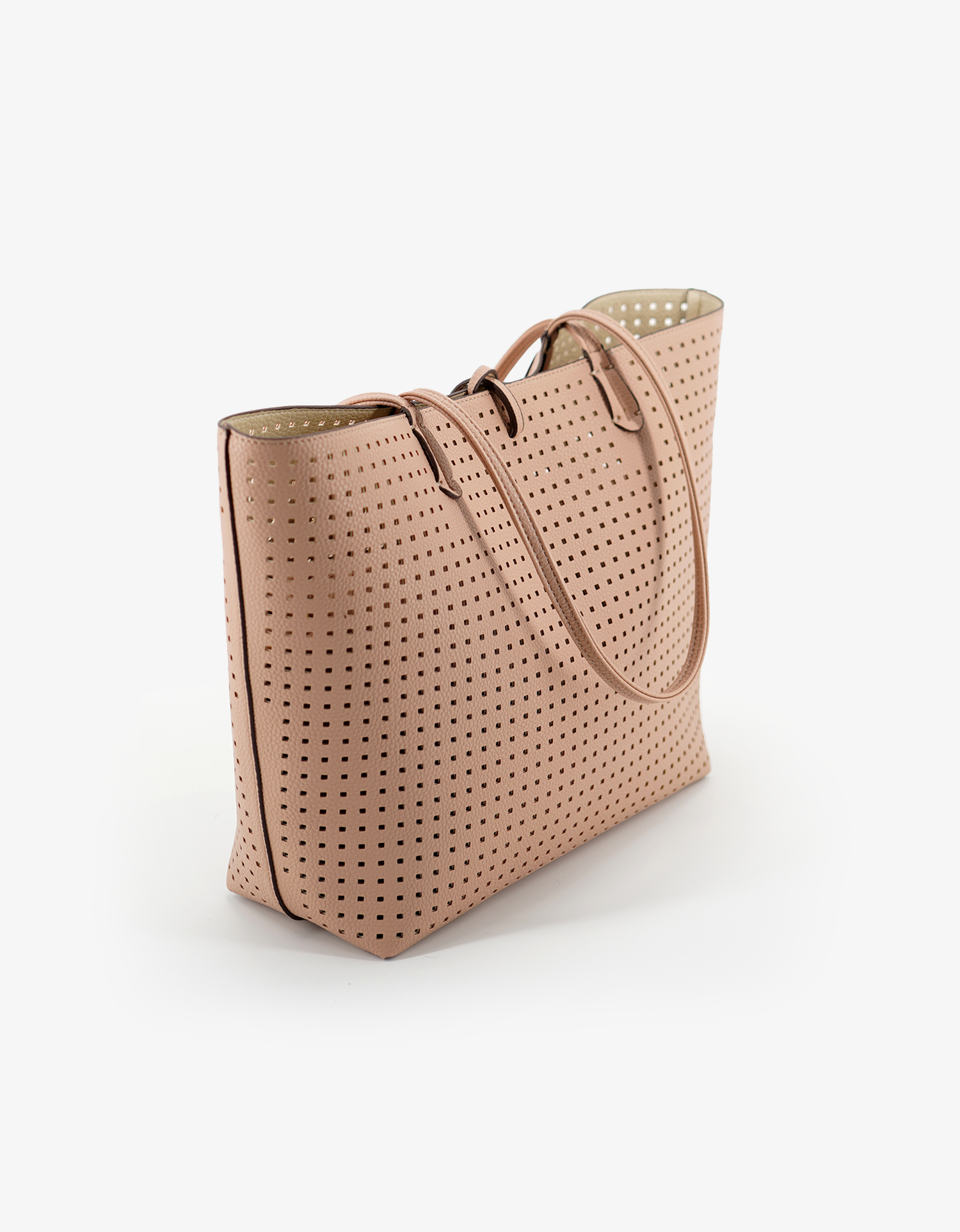 DEPARTURE TOTE PERFORATED SQUARE BALLET PINK/CREAM – REMI/REID
