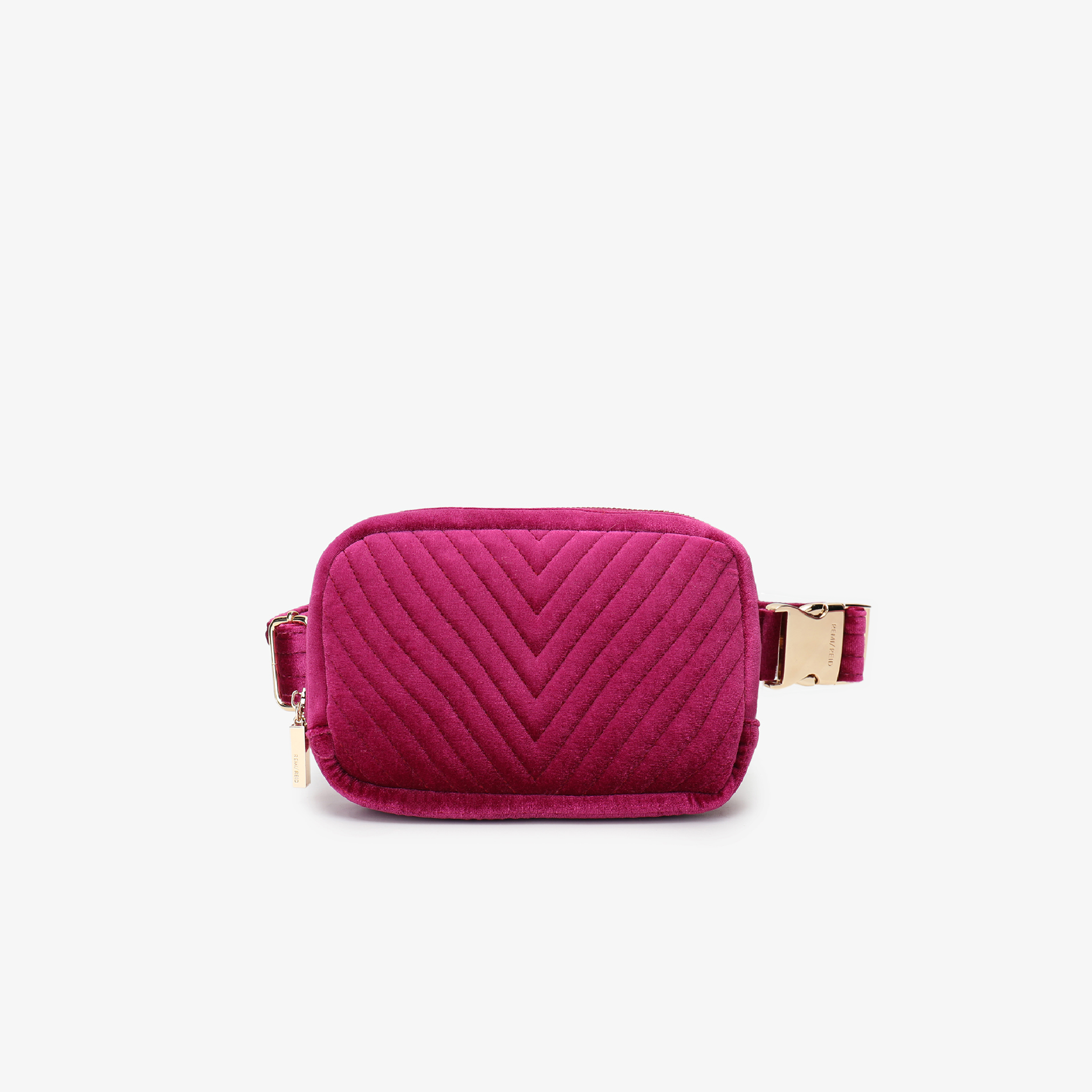 Remi Reid AERIN Velvet Quilted Belt Bag Magenta