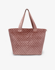 AERIN VELVET QUILTED TOTE DARK ROSE