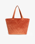AERIN VELVET QUILTED TOTE RUST
