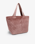 AERIN VELVET QUILTED TOTE DARK ROSE