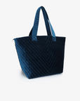 AERIN VELVET QUILTED TOTE TEAL