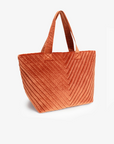 AERIN VELVET QUILTED TOTE RUST