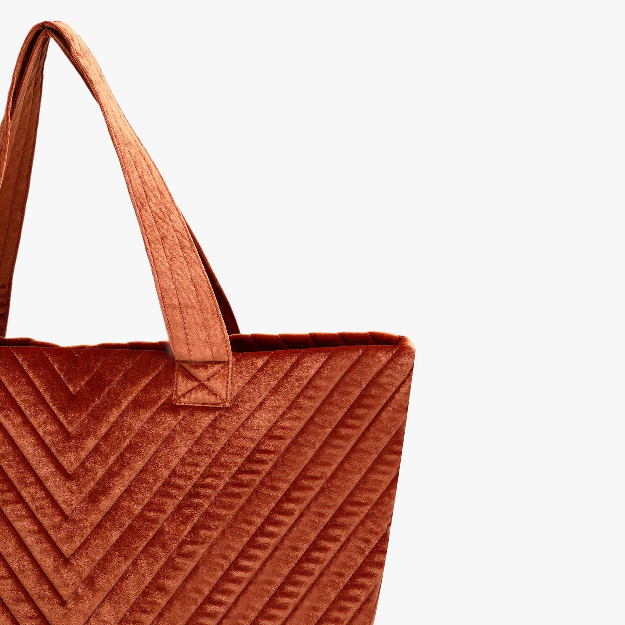 AERIN VELVET QUILTED TOTE RUST