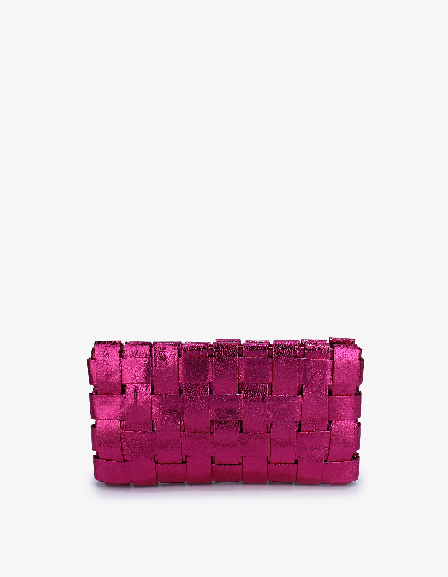 LINDY WOVEN CLUTCH SMALL HI SHINE METALLIC MAGENTA REMI REID