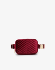 AERIN VELVET QUILTED BELT BAG BERRY - REMI/REID