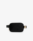 AERIN VELVET QUILTED BELT BAG BLACK - REMI/REID