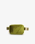 AERIN VELVET QUILTED BELT BAG DARK CHARTREUSE - REMI/REID