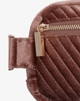 AERIN VELVET QUILTED BELT BAG DARK ROSE - REMI/REID