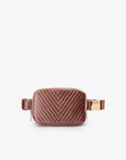 AERIN VELVET QUILTED BELT BAG DARK ROSE - REMI/REID