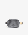 AERIN VELVET QUILTED BELT BAG GREY - REMI/REID