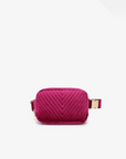 AERIN VELVET QUILTED BELT BAG MAGENTA - REMI/REID