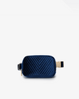 AERIN VELVET QUILTED BELT BAG NAVY - REMI/REID