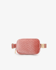 AERIN VELVET QUILTED BELT BAG PINK - REMI/REID