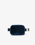 AERIN VELVET QUILTED BELT BAG TEAL - REMI/REID