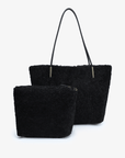 AKIMBO EAST WEST TOTE BAG SHEARLING BLACK - REMI/REID