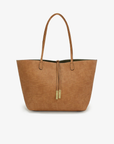 DEPARTURE TOTE LINEN TEXTURE CAMEL/OLIVE