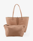 DEPARTURE TOTE PERFORATED SQUARE BALLET PINK/CREAM - REMI/REID