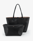 DEPARTURE TOTE PERFORATED SQUARE BLACK/NUDE - REMI/REID