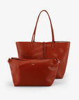 DEPARTURE TOTE PERFORATED SQUARE BURNT TERRACOTTA/PUTTY - REMI/REID