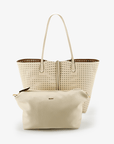 DEPARTURE TOTE PERFORATED SQUARE CREAM/TAUPE - REMI/REID