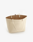 DEPARTURE TOTE PERFORATED SQUARE CREAM/TAUPE - REMI/REID