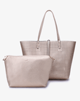 DEPARTURE TOTE PERFORATED SQUARE PLATINUM/SILVER - REMI/REID