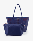 DEPARTURE TOTE PERFORATED SQUARE ROYAL BLUE/CORAL - REMI/REID