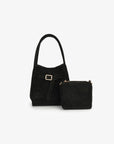 HOLLACE MINI TOTE FAUX SUEDE BUCKLE BLACK - REMI/REID