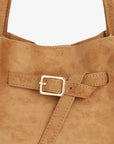 HOLLACE MINI TOTE FAUX SUEDE BUCKLE CAMEL - REMI/REID