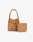 HOLLACE MINI TOTE FAUX SUEDE BUCKLE CAMEL - REMI/REID