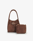 HOLLACE MINI TOTE FAUX SUEDE BUCKLE CHOCOLATE - REMI/REID