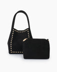 HOLLACE MINI TOTE STUDDED FAUX SUEDE BLACK - REMI/REID