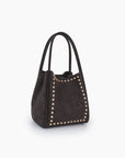 HOLLACE MINI TOTE STUDDED FAUX SUEDE CHARCOAL - REMI/REID