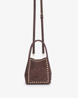 HOLLACE MINI TOTE STUDDED FAUX SUEDE CHOCOLATE - REMI/REID