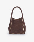 HOLLACE MINI TOTE STUDDED FAUX SUEDE CHOCOLATE - REMI/REID