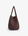HOLLACE MINI TOTE STUDDED FAUX SUEDE CHOCOLATE - REMI/REID