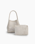 HOLLACE MINI TOTE STUDDED FAUX SUEDE CREAM - REMI/REID