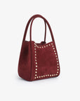 HOLLACE MINI TOTE STUDDED FAUX SUEDE WINE - REMI/REID
