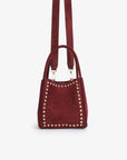 HOLLACE MINI TOTE STUDDED FAUX SUEDE WINE - REMI/REID