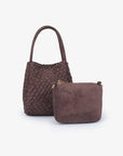 HOLLACE MINI TOTE WOVEN FAUX SUEDE CHOCOLATE - REMI/REID