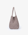 HOLLACE MINI TOTE WOVEN FAUX SUEDE DARK TAUPE - REMI/REID