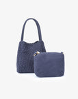 HOLLACE MINI TOTE WOVEN FAUX SUEDE NAVY - REMI/REID