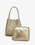 HOLLACE MINI TOTE WOVEN HI SHINE PLATINUM - REMI/REID