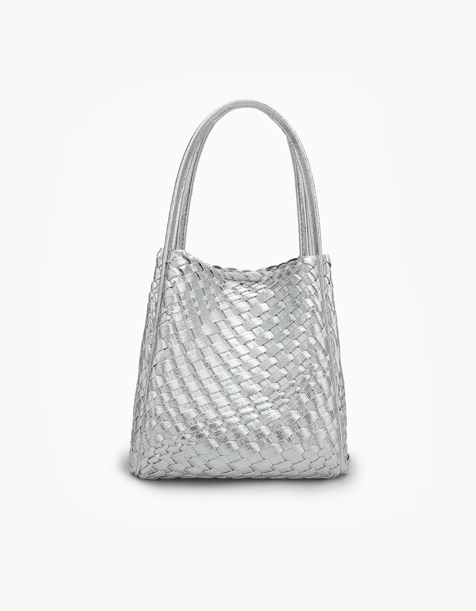 HOLLACE MINI TOTE WOVEN HI SHINE SILVER – REMI/REID