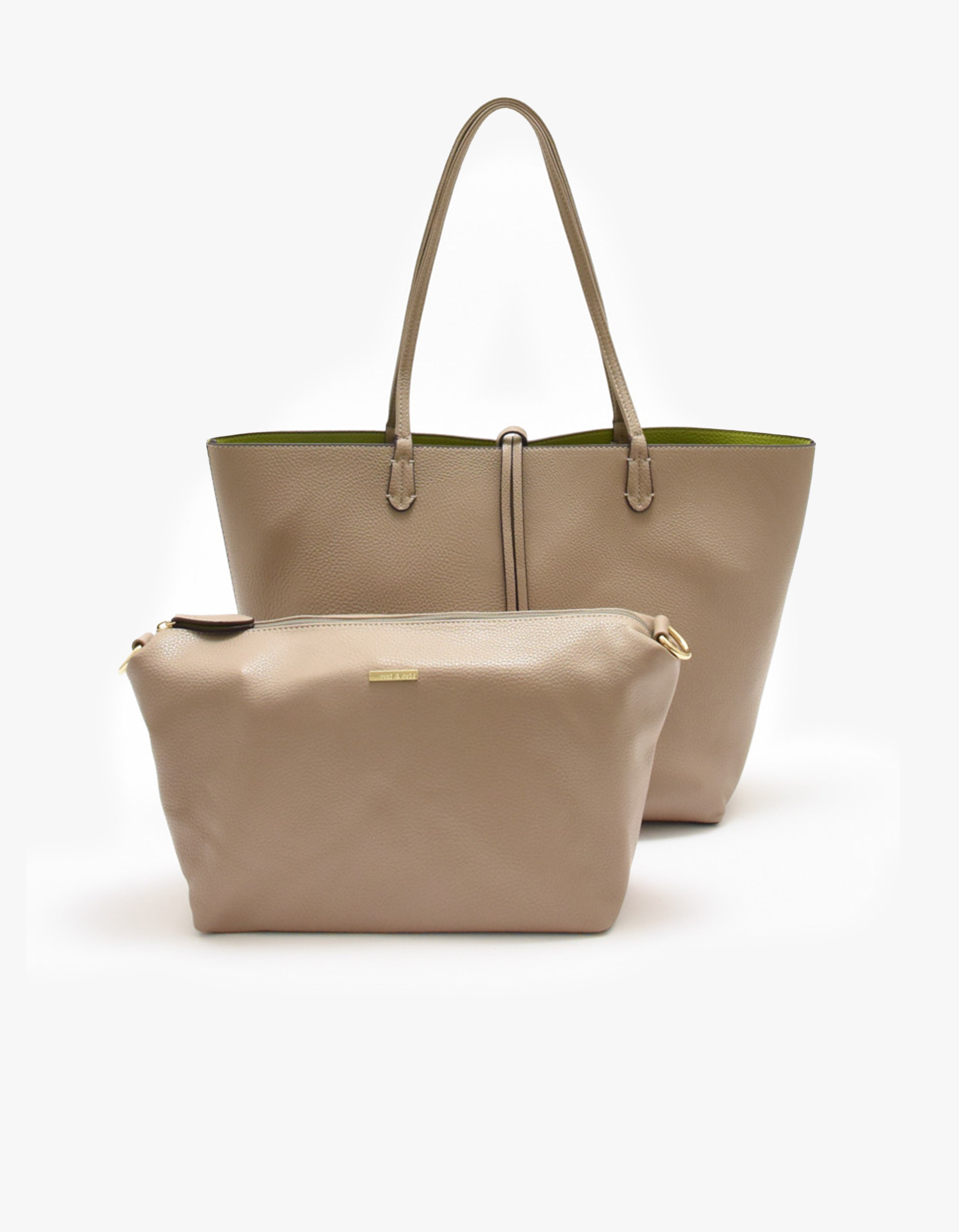 DEPARTURE TOTE TAUPE/LIME