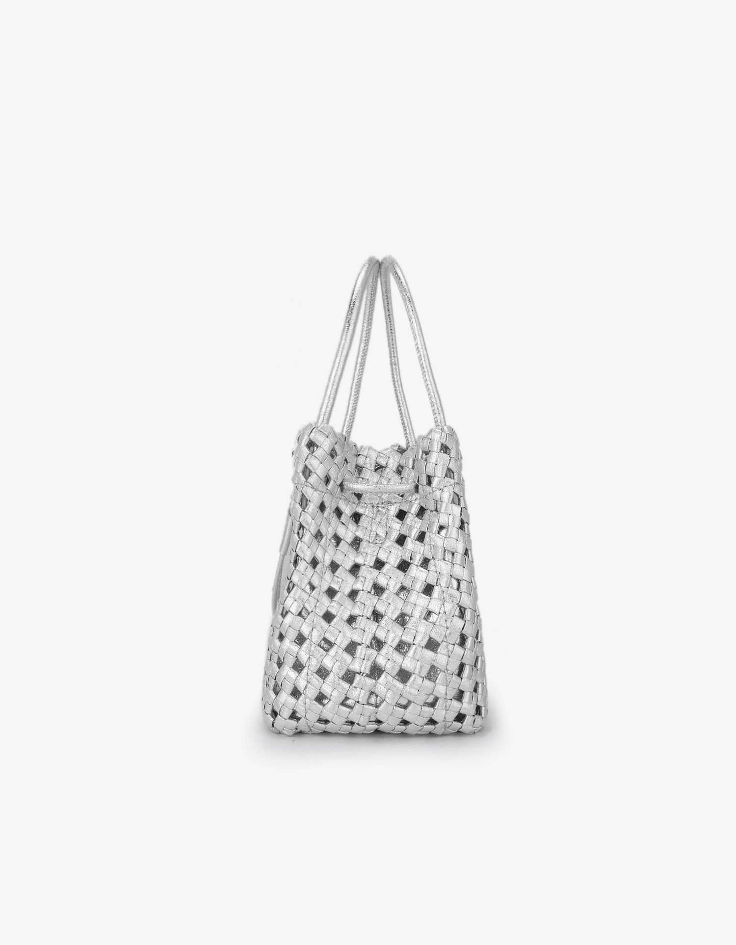 PERRIE BUCKET MINI WOVEN SQUARE HI SHINE SILVER – REMI/REID