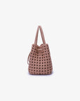 PERRIE BUCKET MINI WOVEN SQUARE LIGHT TAN - REMI/REID