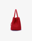 PERRIE BUCKET MINI WOVEN SQUARE RED - REMI/REID
